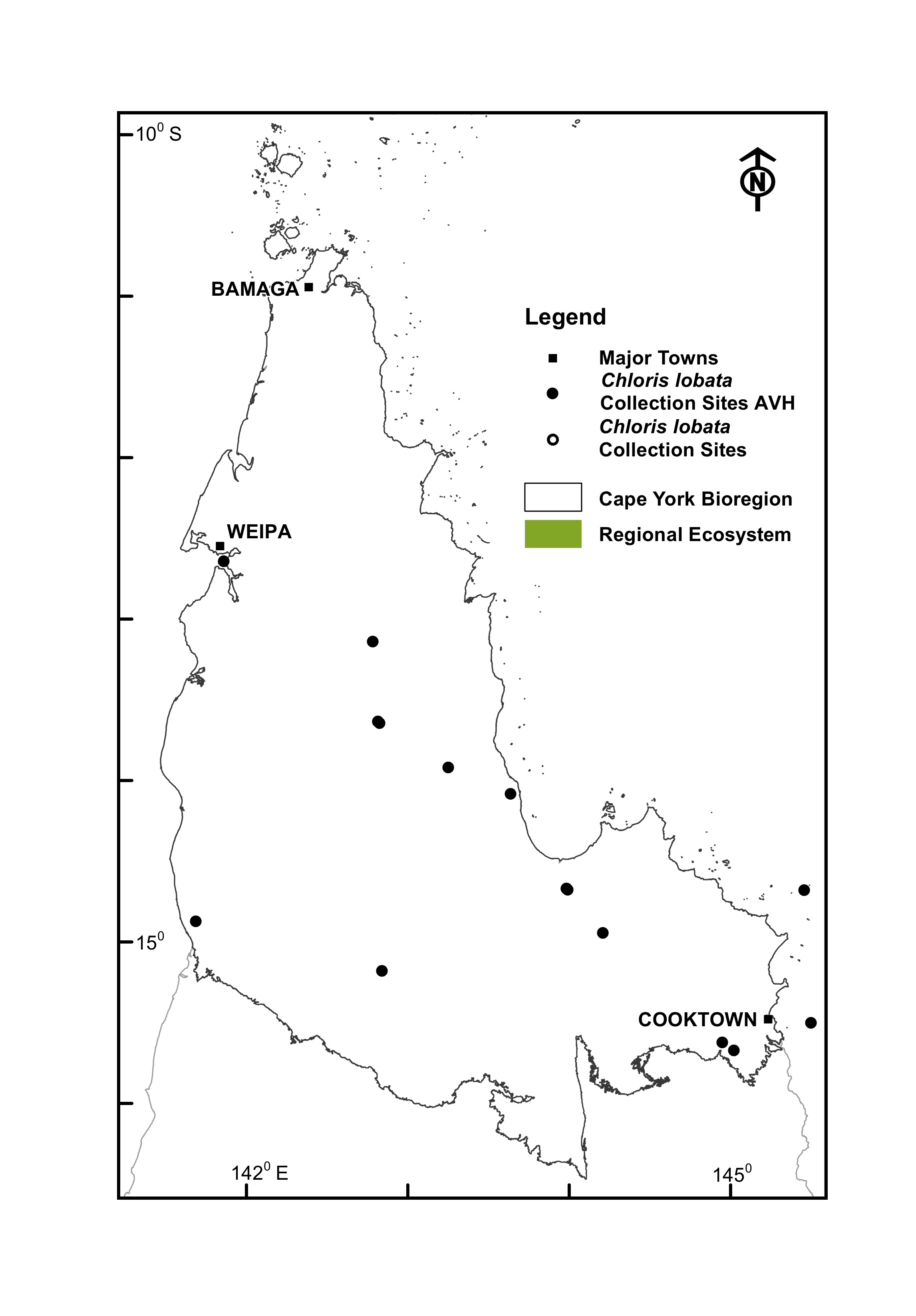 Fig. 11. Map of CYP bioregion showing actual herbarium collections
